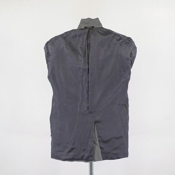 Hart Schaffner Marx Wool Gray Glen Plaid W/ Blue Windowpane Blazer 40R 2 Button - Picture 12 of 12